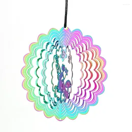 Decorative Figurines 10cm 3D Colorful Fairy Gradient Hanging Wind Spinner Flowing Effect Stainless Steel Mirror Reflection Patio Garden