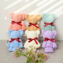 Towels 10pcs Coral Velvet Bear Shape Towel Set with Gift Bag Face Towel Baby Shower Home Party Wedding Birthday Gifts for Mother Friend