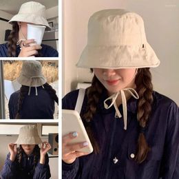 Berets Korean Ins Lace-up Fisherman Hat Women Lightweight 4 Cap Windbreak Fishing Basin Summer Sheer Colour Sunshade Rope I2Y0