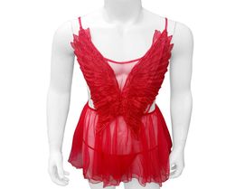 Lolita Sissy Lingerie Skirts with Wings Exotic Dress Cosplay Sexy Transparent Dress Mens Gay Skirt Lingerie Dress Mini Skirts6340686