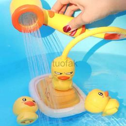 Bath Toys New Electric Duck Water Spray Bath Toys For Kids Baby Bathroom Bathtub Faucet Shower Toys Children Swimming Water Game Gifts d240507