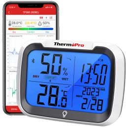 Gauges ThemoPro TP393B Digital Weather Station 80M Wireless Room Thermometer Hygrometer With Date For Temperature Humidity Measurement