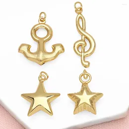 Pendant Necklaces OCESRIO Trendy Polish Bubble Star For Copper Gold Plated Musical Note Anchor Jewelry Making Supplies Pdtb521