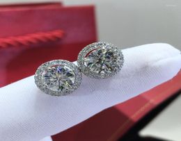 Stud Earrings Silver 925 Original Diamond Test Past Round Brilliant Cut Total 4 CaratColor Moissanite For Women Gemstone Jewelry6756567