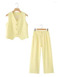 Women's Two Piece Pants Suit 2024 Fashion Spring V-Neck Vest For Women Slim Trouser Casual Chic Female Clothes Ladies Suits