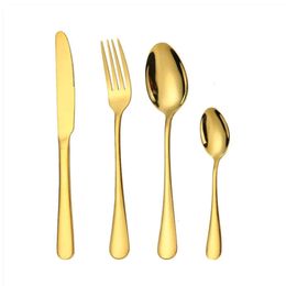 Stainless Steel Cutlery Gold Flatware Wedding 4 Pieces Dinnerware Set Dishwasher Safe
