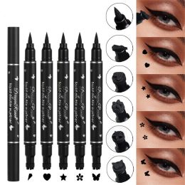 Eyeliner 2 in 1 Wings Stamp Eyeliner Pen Double Head Seal Eyeliner Pen Lazy Man Two In One Wing Seal Eyeliner Liquid Pen Makeup Cosmetics