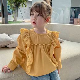 Girl's Dresses Girls Shirts for Kids Spring Autumn Long Sleeve Blouse Fashion Tops Korean Toddler Girl Clothes Fall New Children Costume 2-7Yrs H240507