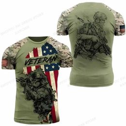 Men's T-Shirts USA Army US Veteran T Shirt Camo 3D Printed Graphic T Shirts Men Fashion Short Slve Tshirt Outdoors Camouflage T-shirts Male T240506