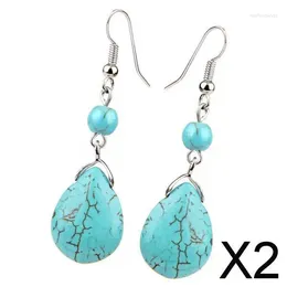 Dangle Earrings 2X Beautiful Ear Rings Drop Women Jewelry Blue