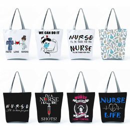 Diaper Bags Womens handbag high capacity reusable handbag nurse letter printing shopping bag faith love care Customised shoulder bagL240502