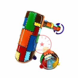 Latest Colourful Patch Work Style Thick Glass Smoking Philtre Pipes Tube Kit Portable Bowl Waterpipe Bubbler Bongs Herb Tobacco Cigarette Holder DHL