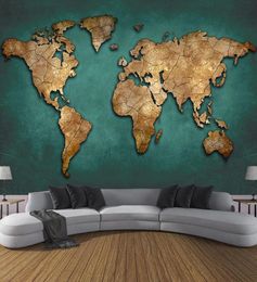 Custom Mural Retro Nostalgic 3D Stereoscopic Embossed World Map Po Wall Fresco Bedroom Study Room Restaurant Decor Wallpaper7520062