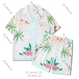 Shirt Designer Mens Casablancas Shirt And Mesh Shorts Sets Blanca Men Polo Shirt Mens Designer Casablancas Short Tee Loose Silk Shirttees Summer Tour 1421