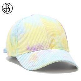 Ball Caps FS Stylish Yellow Corduroy Hat Spring Summer Tie-dye Baseball Cap For Men Women Breathable Streetwear Hip Hop Caps Gorras 2024 Y240507