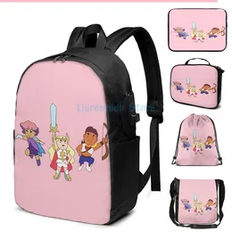 Backpack Funny Graphic Print Tiny Friends Squad USB Charge Men School Bags Women Bag Travel Laptop