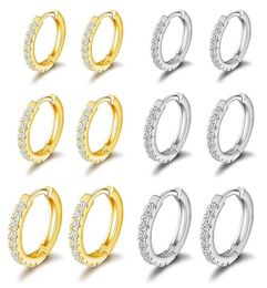 Hoop & Huggie QIAMNI Fashion Cubic Zircon Huggies Earrings lage Piercing Conch Earlobe Tragus Circle Men Women Gift Jewelry4237728