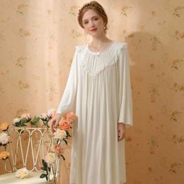 Women's Sleep Lounge Vintage Night Dress Women Long Sleeve Robe Modal Cotton Sweet Loose Nightgown Fairy Nightwear Princess Sleep Wear Dressing Gown