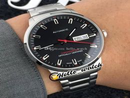 41mm Double Calendar Miyota Automatic Mens Watch M0214311105100 Black Dial Stainless Steel Bracelet Stick Markers Ge7377801