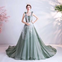 Spaghetti Exquisite With Prom Sleeve-Less Dresses Mermaid Applique Race Custom Made Dress Formal Evening Gown