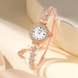 Women's Watches 5PCS Set Luxury Golden Women Ring Necklace Earring Rhinestone Fashion Wrist Casual Ladies es Montre Femme