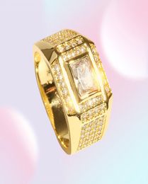Men039s Ring Size 13 Iced Out Micro Paved 18k Yellow Gold Filled Classic Handsome Men Finger Band Wedding Engagement Jewellery Gi9358202