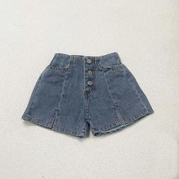 Shorts 2024 Fashion Kids Summer Solid Brief Denim For Girls Childrens Jeans Elastic Waist Pants