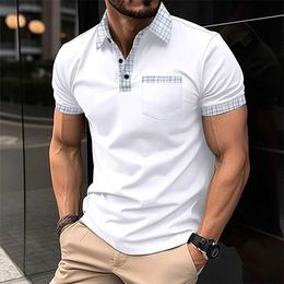 s 2024 Summer New Mens Casual Short sleeved Polo Shirt Office Fashion Flip Collar T-shirt Mens Breathable Polo Shirt Mens Clothing J240506