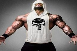 Designer new gym superman fitness hooded vest skull print vest men running Tshirt muscle men sleeveless undershirt9233062