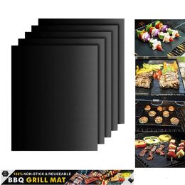 Accessories 60*40cm Teflon Barbecue Mat Nonstick BBQ Grill Mat Croppable Easily Cleane Reusable Baking Mat Heat Resistance BBQ Kitchen Tool