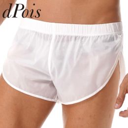 Swimwear Mens Shorts Semi SeeThrough Swimming Trunks Sides Split Elastic Waistband Boxer Shorts Bathing Short Pants Beachwear Swimwear