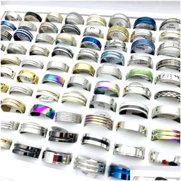 Band Rings Wholesale 100Pcs Stainless Steel Assorted Fashion Jewellery For Men And Women Trendy Accessories Drop Delivery Ring Dhmvp