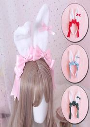 Fashion Rabbit Ears Headband y Plush Long Rabbit Bandana Hair Bands Lolita Cosplay Costume Anime Hairband Headpiece3444361