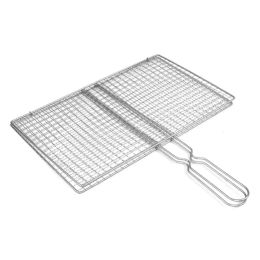 Accessories Nonstick Triple Fish Grilling Basket Metal Handle Bbq Bbq Fish Rack Fish Grill Grilling Barbecue Outdoor Tool Accessories