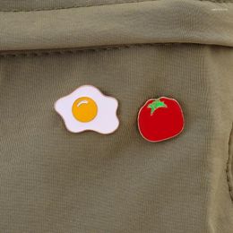 Brooches 2 PCS Creative Cute Tomato Egg Alloy Brooch Exquisite Enamel Pin Clothes Bag Decoration Badge Backpack Accessories