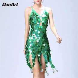 Stage Wear Latin Dance Dress Ladies Shiny Dancewear Costumes Women Suspender Backless Holiday Performance Suit Jazz Tango Rumba