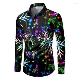 Men's Casual Shirts Latest Party Button Lapel Suit Long Sleeve Shirt 2024 Autumn And Winter Christmas Tops Plus Size