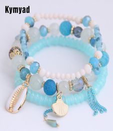 Kymyad 3pcsset Multilayer Bohemia Beads Bracelets For Women Bijoux Sea shell Charm Beaded Bracelet Femme Boho Jewelry6523278