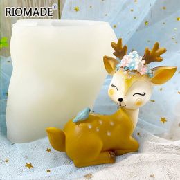 Candles NEW 3D Sika Deer Silicone Mould Chocolate Mousse Fondant Cake Decorating Tools DIY Making Candle Aromatherapy Gypsum Resin Mould