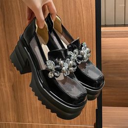 Casual Shoes High Rise Thick Sole Women's Water Diamond Pearl Mesh Lefu Luxury Crystal Design Heightening For Party&Party