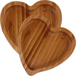 Plates 2 Pcs Dessert Plate Tray Jewellery Wood Serving Boards For Entertaining Bamboo Large Charcuterie Platter Trays Wooden Tea