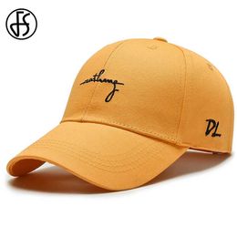Ball Caps FS Summer Khaki Yellow Brand Baseball Caps For Men Women Designer Hat Letter Embroidery Streetwear Snapback Trucker Cap 2024 Y240507