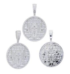 Iced out round shape jesus gun pendant paved full cz stone fit cuban chain necklace for women men hip hop jewelry whole80378191076320