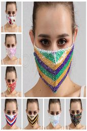 Bling Bling Sequins Face Mask Dustproof Fashion Mouth Masks Designer Washable Reusable Women Face Mask High Quality Masks 8styles 5439146