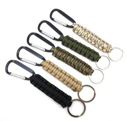 Keychains 5 Colors Outdoor Survival Kit Parachute Cord Keychain Emergency Paracord Rope Carabiner For Keys Tensile Strength6319588