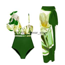Women's Swimwear Female Retro Swimsuit with Skirt Asymmetrical Holiday Beach Dress Designer Bathing Suit Beachwear Summer Surf Wear H240507