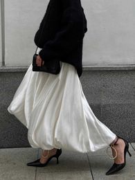 Skirts 2023 Spring/Summer Womens Satin High Waist A-line Dress Fashion Elegant Solid Colour Zipper Simple French Tutu Dress Q240507