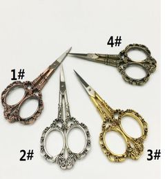 4 Colours Vintage Floral Pattern Scissors Seamstress Plum Blossom Tailor Scissor Antique Sewing Scissors for Fabric Tool7455156