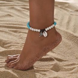 Anklets Vintage Turquoise Bead Shell Pendant Women's Beach Feet Chain