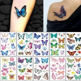 Books 3D Butterfly Temporary Tattoos Waterproof Lasting Colorful Butterfly Arm Wrist Chest Body Fake Tatto Stickers for Women Grils